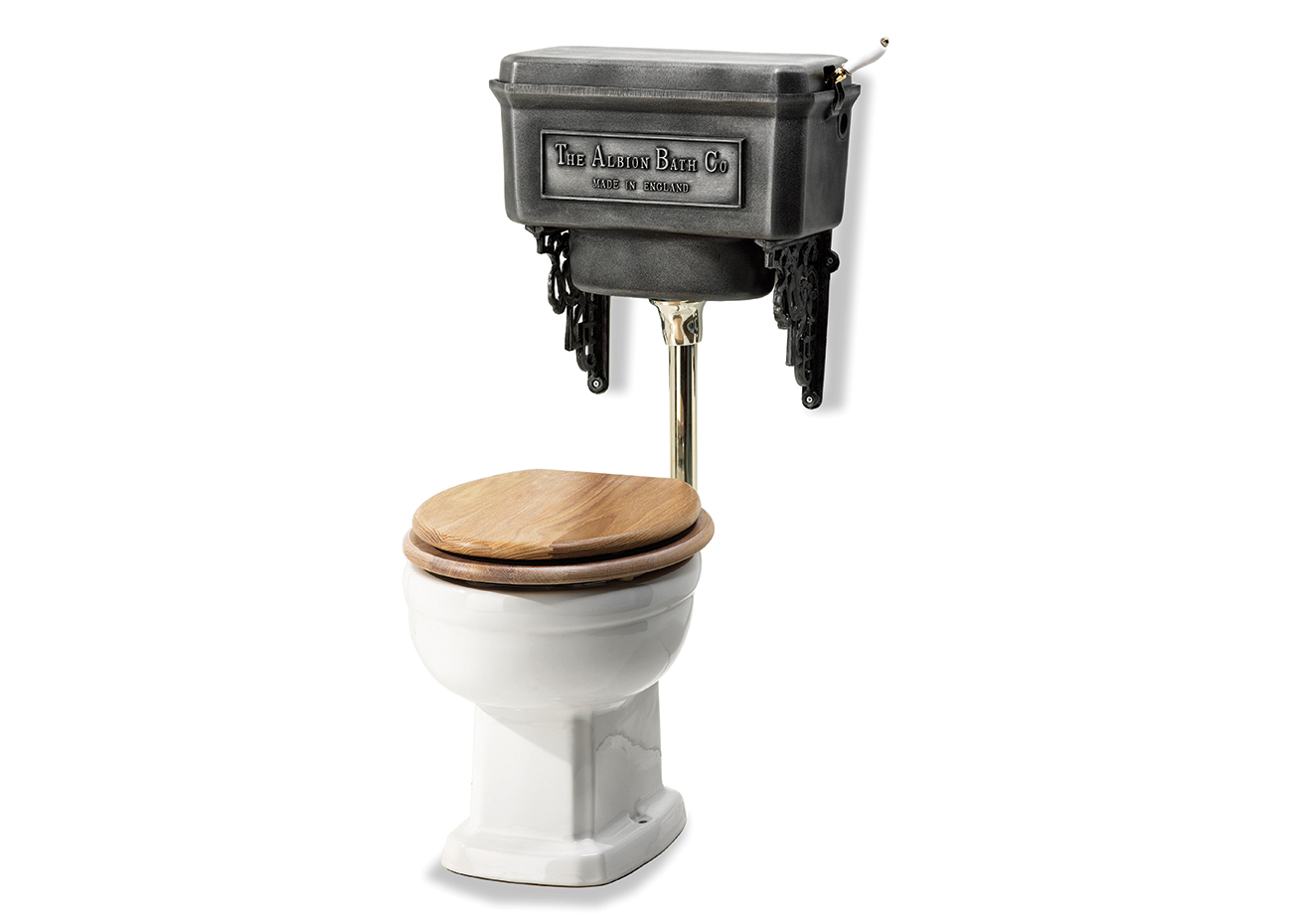 Split Alice Gebakjes Klassiek toilet met hooghangende stortbak - Mistley van Albion Bath Co